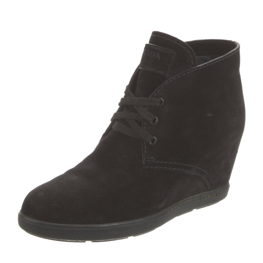 Prada Sport Black Wedge Ankle Boots - Picture 2 of 5